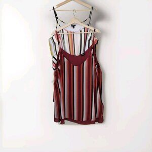 Torrid Top Womens 3X Lot Of 2 Striped Spaghetti Straps Flowy Boho Lined Babydoll